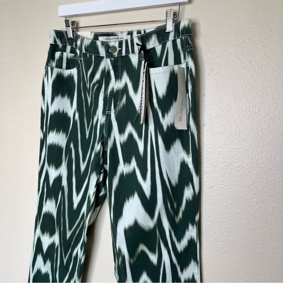 Jones New York Sutton Straight Loden Green Combo Slimming Jeans Women 12 NWT - Picture 4 of 16